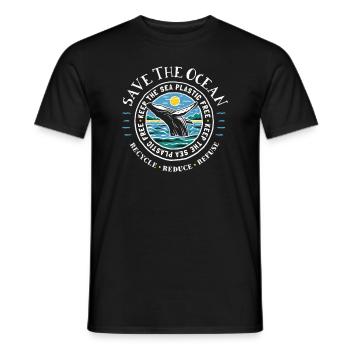 Save The Ocean - Keep The Sea Plastic Free - Whale - Men's T-Shirt - black - Front - AI Model Male 178 light (178cm)