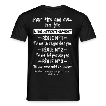 Papa Règles Ma Fille - Männer T-Shirt - Schwarz - Vorne - AI Model Male 178 light (178cm)