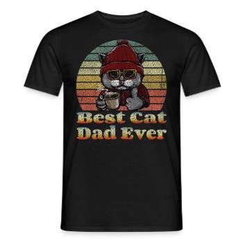 Best Cat Dad Ever T-Shirt Funny Cat Dad Father - T-shirt homme - noir - Devant - AI Model Male 178 light (178cm)