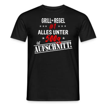 Grill-Regel #1 alles unter 500g ist Aufschnitt - Männer T-Shirt - Schwarz - Vorne - AI Model Male 178 light (178cm)