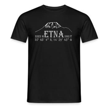 Etna GPS Coordinates Altitude Meters Hiking Volcano - Men's T-Shirt - black - Front - AI Model Male 178 light (178cm)