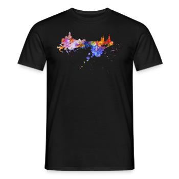 Chemise graffiti skyline de Dresde aux couleurs de la Saxe - T-shirt homme - noir - Devant - AI Model Male 178 light (178cm)