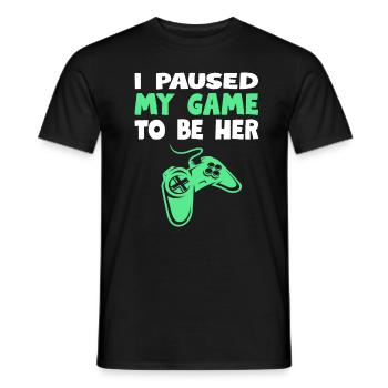 J'ai mis mon jeu en pause - T-shirt homme - noir - Devant - AI Model Male 178 light (178cm)