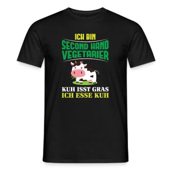 Second Hand Vegetarier Lustiger Not Vegan Spruch - Männer T-Shirt - Schwarz - Vorne - AI Model Male 178 light (178cm)