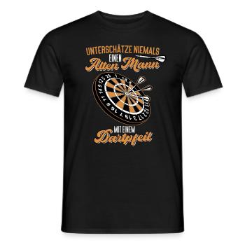 Alter Mann mit Dart Pfeil - Männer T-Shirt - Schwarz - Vorne - AI Model Male 178 light (178cm)