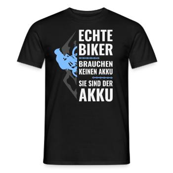 Fahrrad-Echte Biker brauchen keinen Akku - Männer T-Shirt - Schwarz - Vorne - AI Model Male 178 light (178cm)
