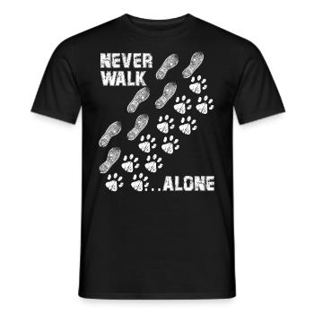Pattes de chien empreinte de chaussure never walk alone chien - T-shirt homme - noir - Devant - AI Model Male 178 light (178cm)