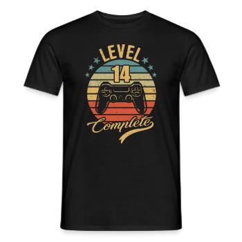 Level 14 complete - Men's T-Shirt - black - Front - AI Model Male 178 light (178cm)