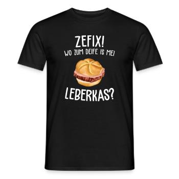 Zefix. Wo zum Deife is mei Leberkas? - Männer T-Shirt - Schwarz - Vorne - AI Model Male 178 light (178cm)