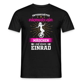 Lustige Mädchen Einrad Sprüche Geschenkidee - Männer T-Shirt - Schwarz - Vorne - AI Model Male 178 light (178cm)