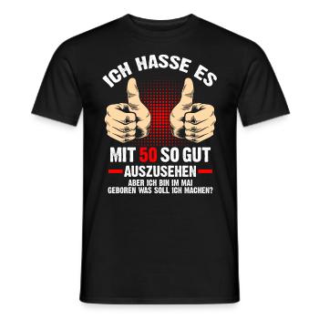 Geburtstag Sprüche | Lustiger 50 Geburtstag Spruch - Männer T-Shirt - Schwarz - Vorne - AI Model Male 178 light (178cm)