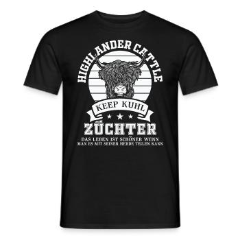 Hochlandrind Hochland Rind Highland Cattle Kuh - Männer T-Shirt - Schwarz - Vorne - AI Model Male 178 light (178cm)