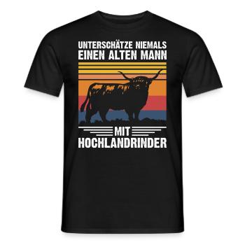 Vieil homme | Hochlandrind Retro Style - T-shirt homme - noir - Devant - AI Model Male 178 light (178cm)