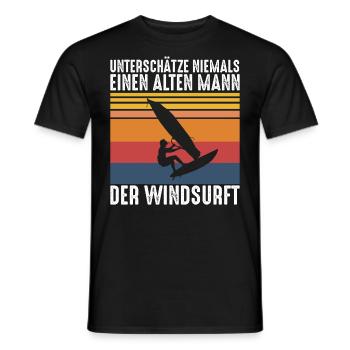 Alter Mann | Windsurfen Windsurfer Retro Style - Männer T-Shirt - Schwarz - Vorne - AI Model Male 178 light (178cm)