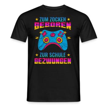 Gaming Gamer Zocker Schule Schüler Spruch - Männer T-Shirt - Schwarz - Vorne - AI Model Male 178 light (178cm)
