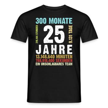 Mariage d’argent 25 ans anniversaire de mariage Rétro Style - T-shirt homme - noir - Devant - AI Model Male 178 light (178cm)
