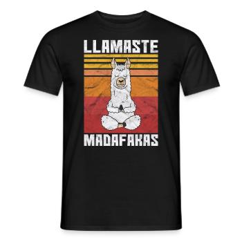 Lama Yoga Alpaka Llamaste Geschenk Retro Vintage - Männer T-Shirt - Schwarz - Vorne - AI Model Male 178 light (178cm)