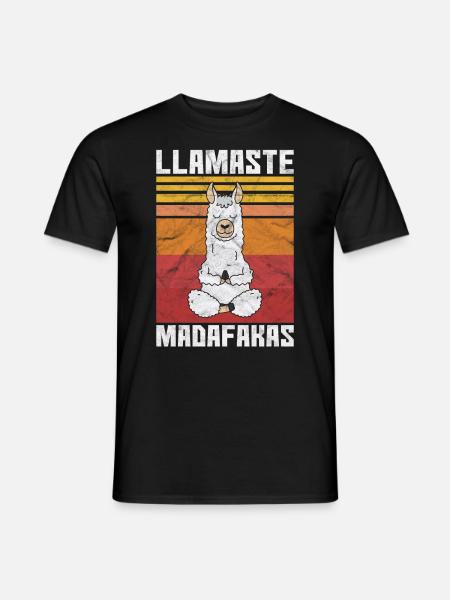 Lama Yoga Alpaka Llamaste Geschenk Retro Vintage - Männer T-Shirt - Schwarz