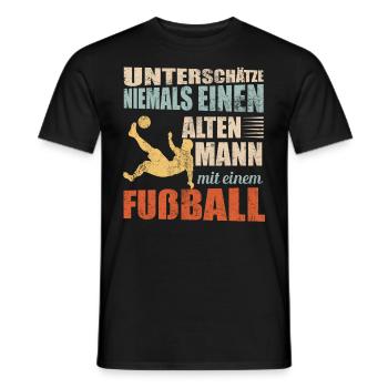 Fußball Fussball alter Mann Retro Geschenk - Männer T-Shirt - Schwarz - Vorne - AI Model Male 178 light (178cm)