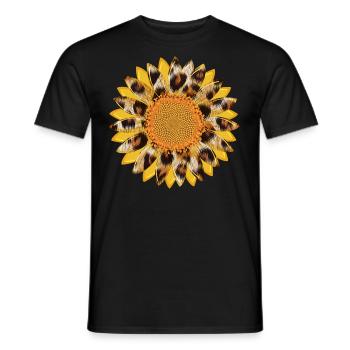 Sunflower Leopard Sublimation design - Men's T-Shirt - black - Front - AI Model Male 178 light (178cm)