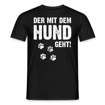 Hund - Der mit dem Hund geht Herrchen Geschenk - Männer T-Shirt - Schwarz - Vorne - AI Model Male 178 light (178cm)