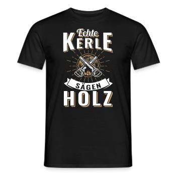 Echte Kerle sägen Holz | Lustiger Holz Wald Spruch - Männer T-Shirt - Schwarz - Vorne - AI Model Male 178 light (178cm)