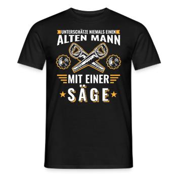 Alter Mann - Holz | Säge Kettensäge Geschenke - Männer T-Shirt - Schwarz - Vorne - AI Model Male 178 light (178cm)