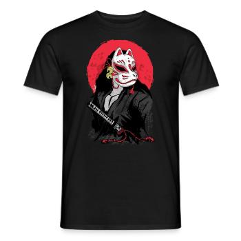 Kitsune Samurai Japan Manga Anime Gift - Men's T-Shirt - black - Front - AI Model Male 178 light (178cm)