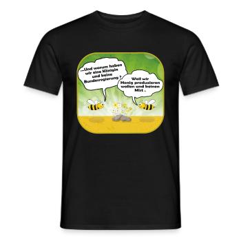 Bee joke as cartoon - Men's T-Shirt - black - Front - AI Model Male 178 light (178cm)