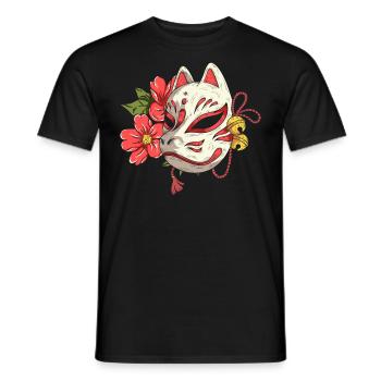 Kitsune Manga Japan Japanese Anime - Men's T-Shirt - black - Front - AI Model Male 178 light (178cm)