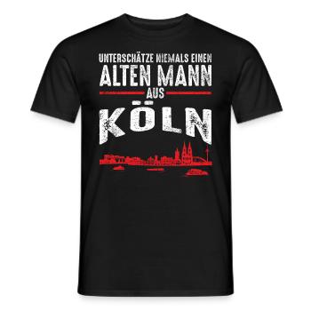 Alter Mann - Köln Kölner | Retro Vintage Style - Männer T-Shirt - Schwarz - Vorne - AI Model Male 178 light (178cm)