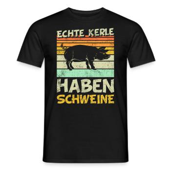 Schweine | Echte Kerle haben Schweine - Männer T-Shirt - Schwarz - Vorne - AI Model Male 178 light (178cm)