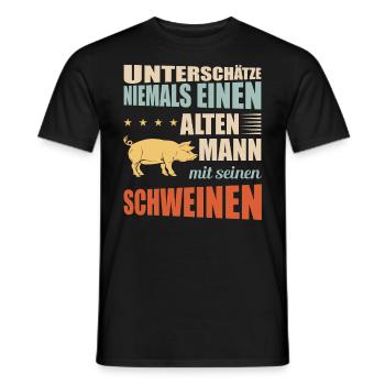 Schweine | Lustiger Schweinebauer Spruch - Männer T-Shirt - Schwarz - Vorne - AI Model Male 178 light (178cm)