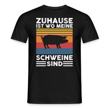 Schweine | Zuhause ist wo meine Schweine sind - Männer T-Shirt - Schwarz - Vorne - AI Model Male 178 light (178cm)