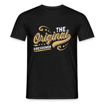 The original Dresdener - Männer T-Shirt - Schwarz - Vorne - AI Model Male 178 light (178cm)