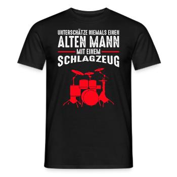 Alter Mann - Schlagzeug | Retro Vintage Style - Männer T-Shirt - Schwarz - Vorne - AI Model Male 178 light (178cm)