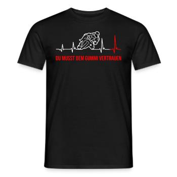 Herzschlag Motorradfahrer Schräglage Motorrad - Männer T-Shirt - Schwarz - Vorne - AI Model Male 178 light (178cm)