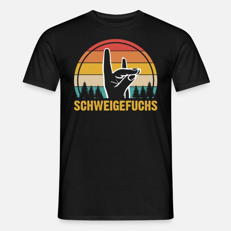 Schweigefuchs Lehrer Retro Geschenkidee - Männer T-Shirt - Schwarz