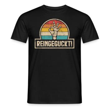 Lustiges Reingeguckt Retro Vintage Geschenk - Männer T-Shirt - Schwarz - Vorne - AI Model Male 178 light (178cm)