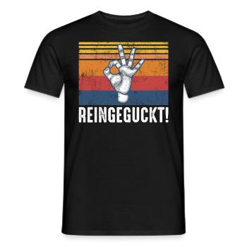 Reingeguckt! Lustiges Geschenk - Männer T-Shirt - Schwarz - Vorne - AI Model Male 178 light (178cm)