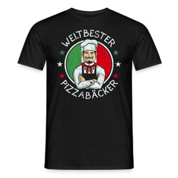 Weltbester Pizzabäcker Retro Vintage Geschenk - Männer T-Shirt - Schwarz - Vorne - AI Model Male 178 light (178cm)