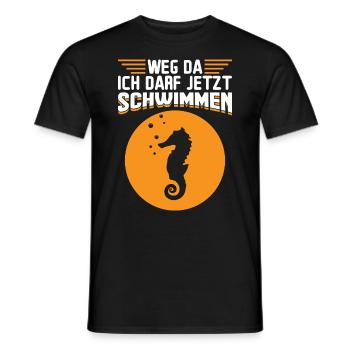 Seepferdchen - Weg da ich darf jetzt schwimmen - Männer T-Shirt - Schwarz - Vorne - AI Model Male 178 light (178cm)
