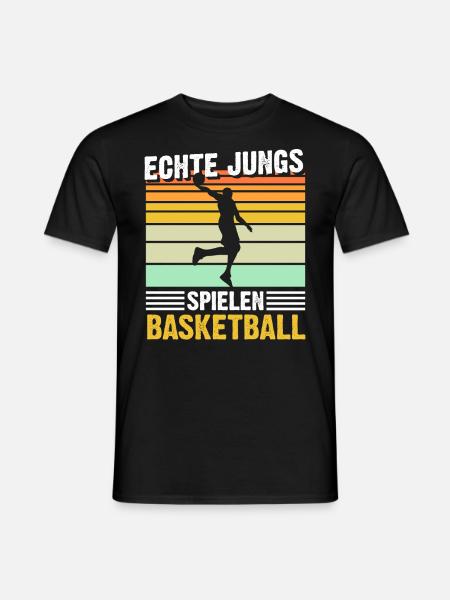 Echte Jungs spielen Basketball - Männer T-Shirt - Schwarz