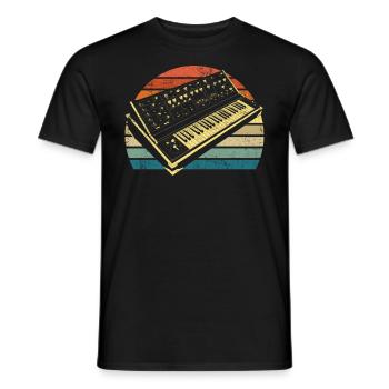 Synthesizer Keyboard Retro Vintage - Männer T-Shirt - Schwarz - Vorne - AI Model Male 178 light (178cm)
