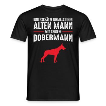 Dobermann Männer Rentner Geschenkidee - Männer T-Shirt - Schwarz - Vorne - AI Model Male 178 light (178cm)