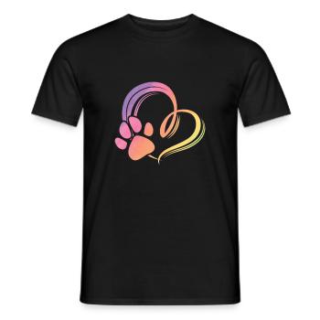 Hundepfote Herz Bunt Regenbogen Farben - Männer T-Shirt - Schwarz - Vorne - AI Model Male 178 light (178cm)