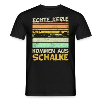 Gelsenkirchen | Echte Kerle kommen aus Schalke - Männer T-Shirt - Schwarz - Vorne - AI Model Male 178 light (178cm)