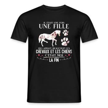 Fille à cheval cheval - Männer T-Shirt - Schwarz - Vorne - AI Model Male 178 light (178cm)