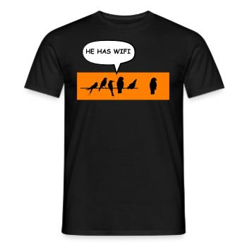 Wireless Birds Wi-Fi Funny Joke. - Men's T-Shirt - black - Front - AI Model Male 178 light (178cm)