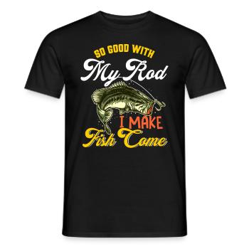 So god with my rod I make fish come fishing - Men's T-Shirt - black - Front - AI Model Male 178 light (178cm)
